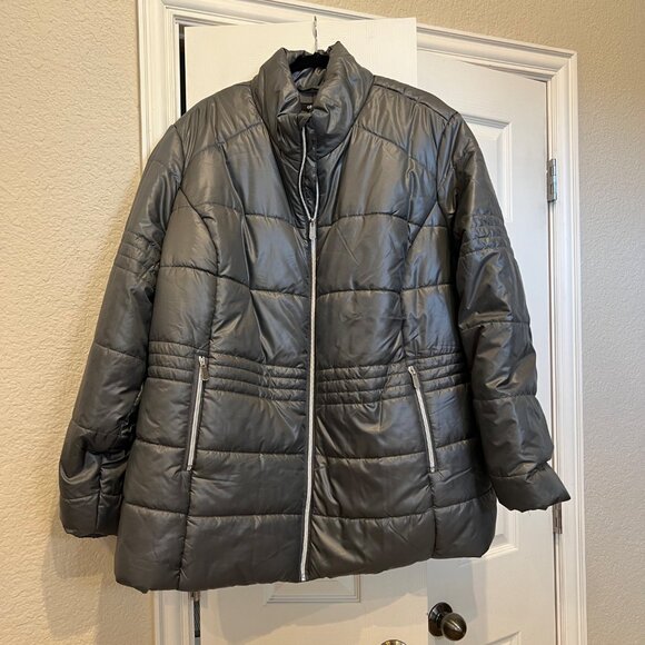 Ellos Puffer Zip Front Jacket SZ 2X Gray - Picture 1 of 6